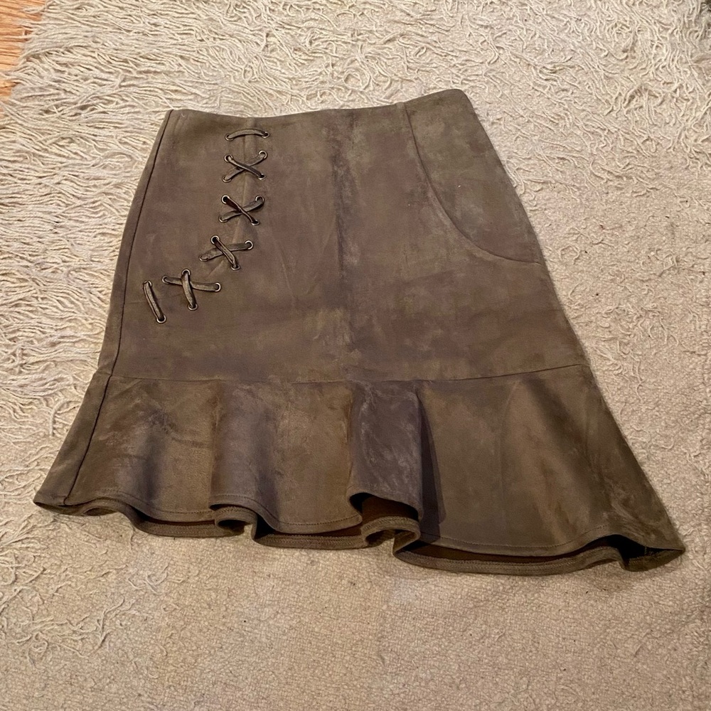 Suede Asymmetrical Hippie Vintage Style Lace Skirt